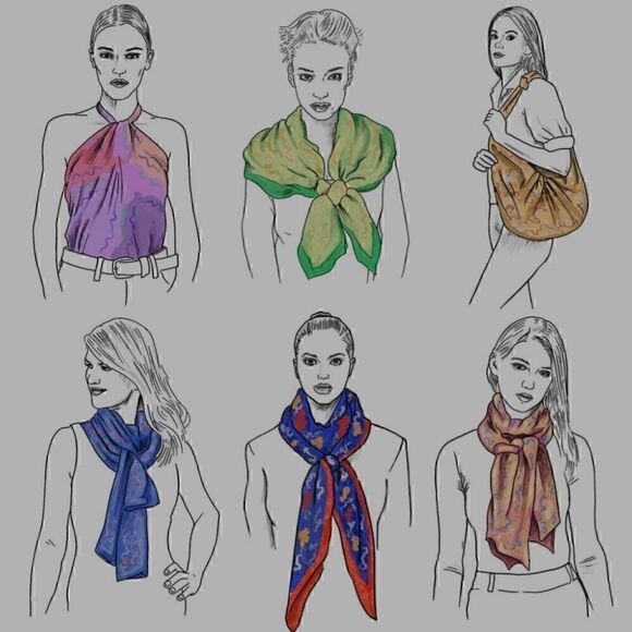 Womens Luxury SATIN Print SCARF Hair Scarf Neck Scarf Beach Wear 90cmX90cm NWT - Picture 5 of 11